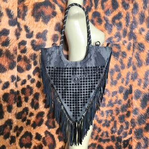 Agrippa Trigon Denim Fringe Bag/Purse